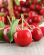 heap of cherry and leaf