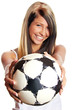 Foto: smiling happy young girl with ball - championship smiling happy young girl with ball - championship