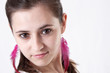 Attractive young brunette portrait, isolated