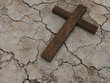 Cross on outdried ground