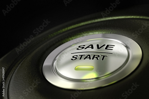 Illustration: abstract save start button, saving money concept abstract save start button, saving money concept