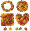 Elements of different shapes made from autumnal leaves Elements of different shapes made from autumnal leaves