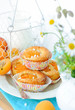 Foto: Homemade muffins with pieces of apricot. Homemade muffins with pieces of apricot.