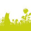 Grashalme Klee und Katze