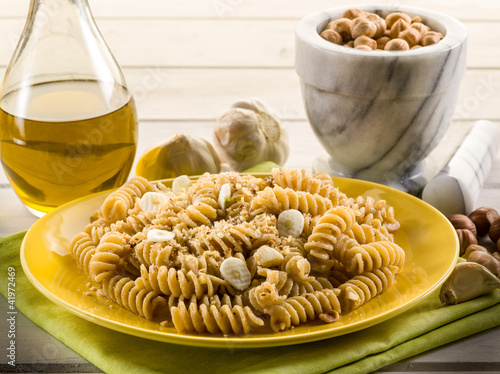 Photo: fusilli with hazelnut pesto and garlic fusilli with hazelnut pesto and garlic