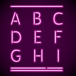 Realistic Neon Alphabet, A-I
