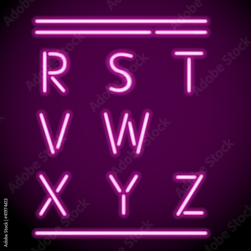 Vector: Vector Neon Light Alphabet, R-Z Vector Neon Light Alphabet, R-Z