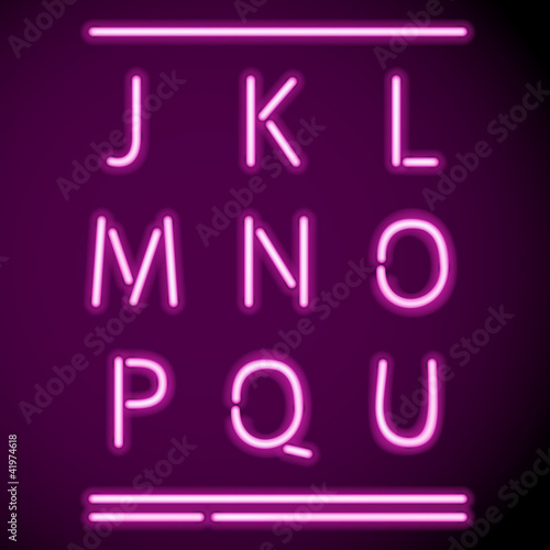 Vector: Realistic Neon Alphabet, J-U Realistic Neon Alphabet, J-U