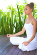 Woman in deep contemplation while meditating