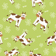 cow on a field seamless pattern