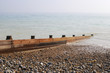 Groyne on shingle beach. West Sussex. England