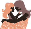 Beautiful mother silhouette with her daughter
