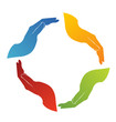 Hands team helping logo