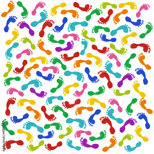 Illustration: Viele Bunte Fußabdrücke Viele Bunte Fußabdrücke