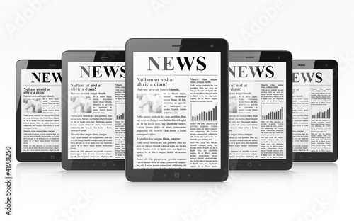 Illustration: Digital news on tablet pc computer screen Digital news on tablet pc computer screen