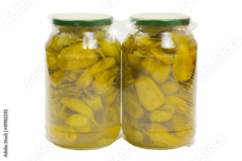 Photo: Two Jars of Marinated Pepper Vacuum Sealed In Plastic Bag Two Jars of Marinated Pepper Vacuum Sealed In Plastic Bag