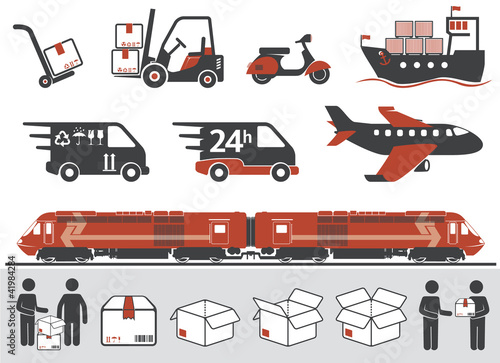 Vector: Mail delivery, transportation symbols Mail delivery, transportation symbols