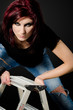 Bad girl with step-ladder