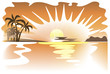 Image of gold tropical seascape at sunset Image of gold tropical seascape at sunset