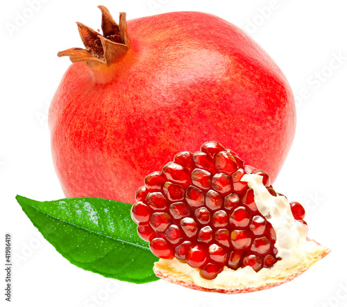 Photo: pomegranate isolated on white background pomegranate isolated on white background