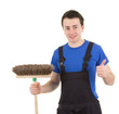 Worker with a broom