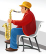 Street musician playing a trumpet