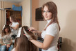 Hairdresser coloring   girl hair