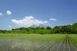 Mt.Iwate and pastoral landscape