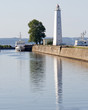 Old white lighthouse on the Baltic coast