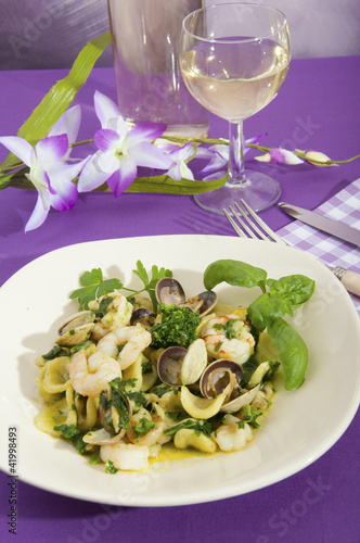 Photo: Orecchiette with broccoli with seafood Orecchiette with broccoli with seafood