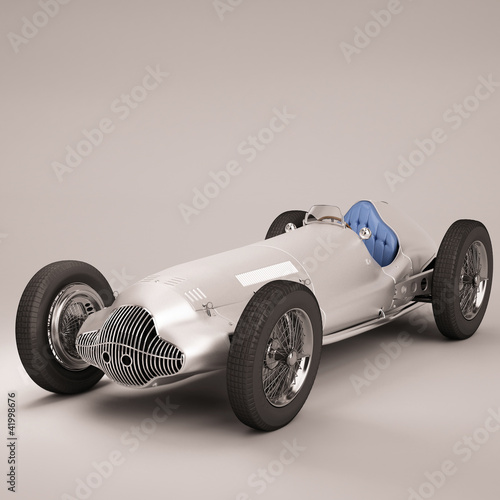 Illustration: Antique Racing Car Silver Antique Racing Car Silver