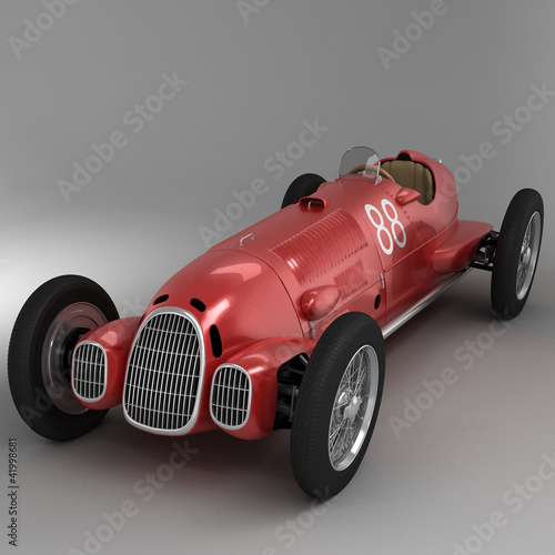 Illustration: Antique Racing Car Red Antique Racing Car Red