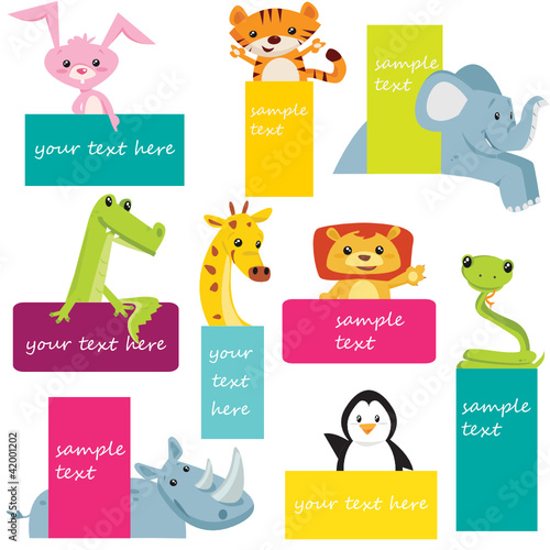 Vektor: Set of animal labels, vector illustration Set of animal labels, vector illustration