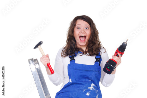 Photo: begeisterte heimwerkerin begeisterte heimwerkerin