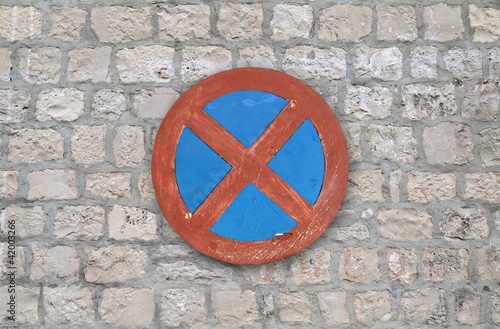Photo: vintage forbidden stopping and parking sign vintage forbidden stopping and parking sign