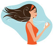 Illustration: Young attractive woman with perfume Young attractive woman with perfume