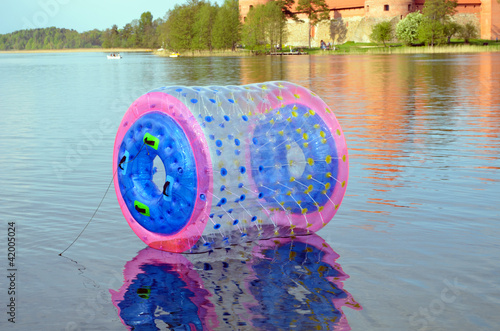 Photo: Zorb air bubble on Lake Galve water Trakai Castle Zorb air bubble on Lake Galve water Trakai Castle
