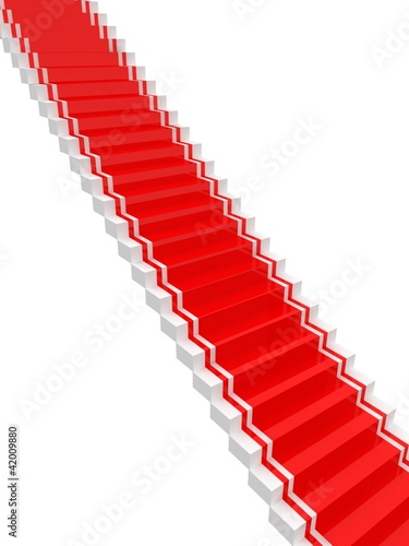 Illustration: Stairs with red carpet. Stairs with red carpet.