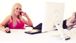 Vídeo: young blonde woman working with computer young blonde woman working with computer