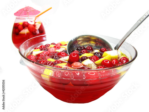 Photo: red punch cocktail drink with fruit red punch cocktail drink with fruit