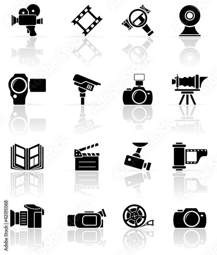 Vector: Set of black photo-video icons Set of black photo-video icons