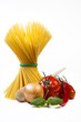 Mediterranean cooking with pasta and ingredients