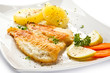 Fish dish - fried fish fillet with vegetables