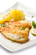 Fish dish - fried fish fillet with vegetables