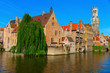 Photo: canal and houses at Bruges, Belgium canal and houses at Bruges, Belgium