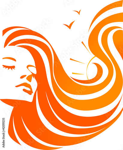 Vector: Girl and sun Girl and sun