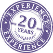 Stamp with the text 20 Years Experience written inside
