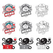 seafood menu cover elements with octopus seafood menu cover elements with octopus