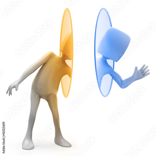 Illustration: 3D character Techy using a teleportation portal 3D character Techy using a teleportation portal
