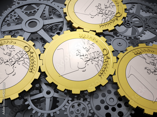 Illustration: Euro coin gears Euro coin gears